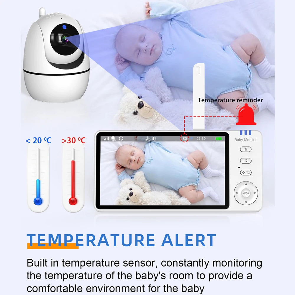 5-Inch Wireless Baby Monitor with Pan-Tilt, Audio & Night Vision