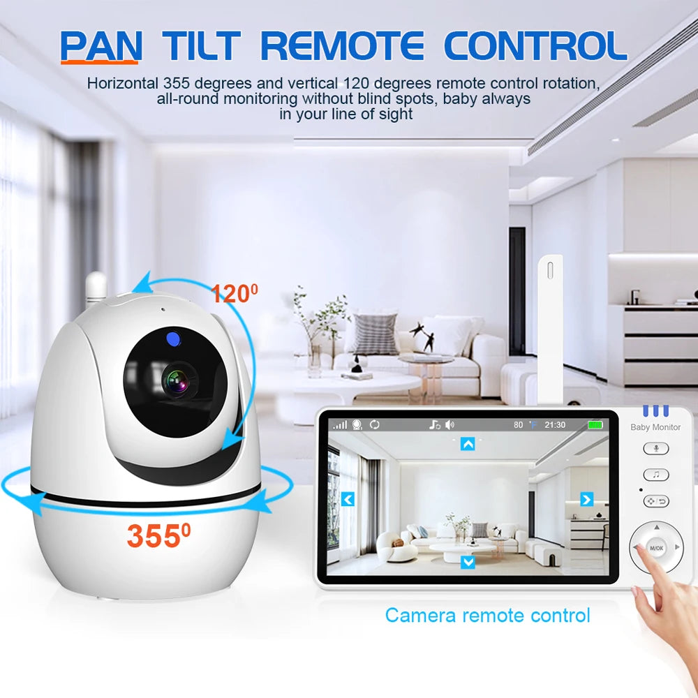 5-Inch Wireless Baby Monitor with Pan-Tilt, Audio & Night Vision