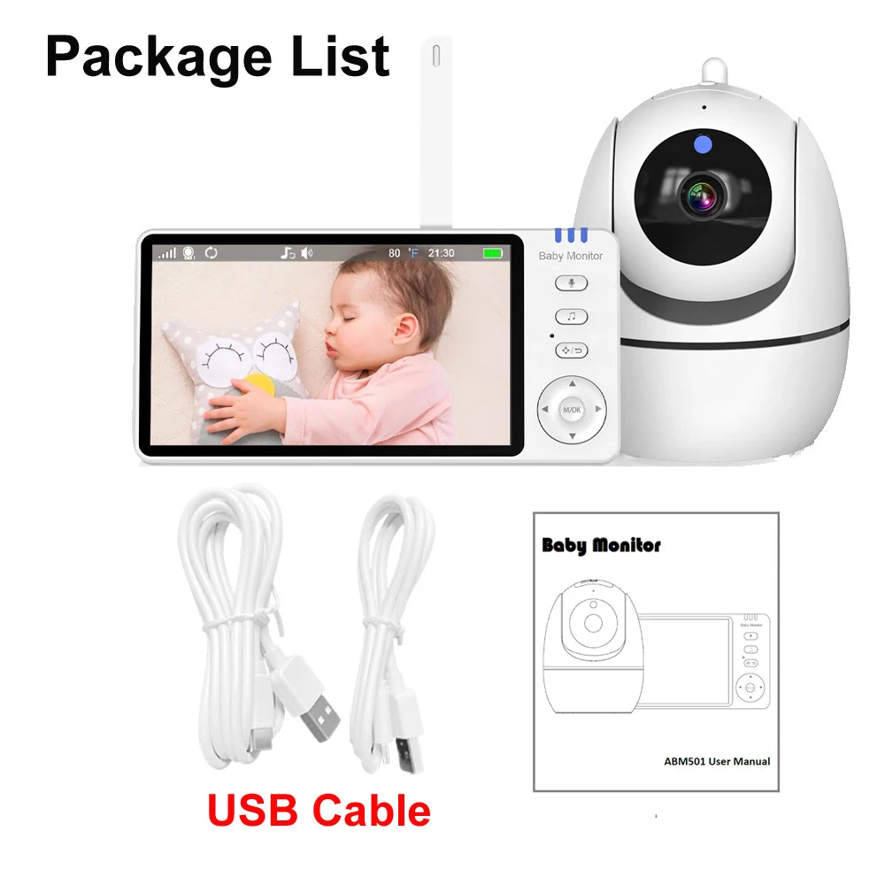 5-Inch Wireless Baby Monitor with Pan-Tilt, Audio & Night Vision